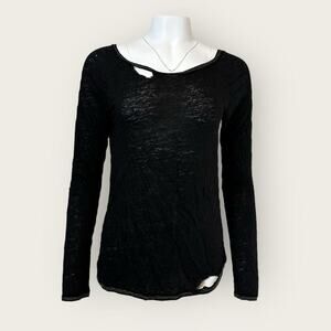 NWT | Chaser | Deconstructed Scoop Back Linen Jersey | Black | Medium